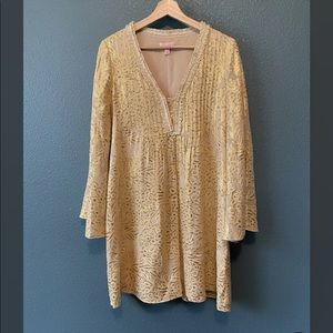 Lilly Pulitzer Colby Silk Tunic Dress Pineapple Clip Chiffon Size Medium